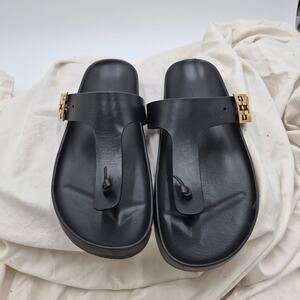 Tory Burch Mellow Thong SANDAL Black Leather Women's size 10